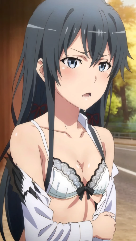 {Yukinoshita_yukino_yahariorenoseishunlovecomewamachigatteiru:1.15},black hair, blue_eyes, , 1 girl,,alone, hair between eyes,(torn clothes,White , white lace bra:1.5),strong facial expression,(sharp eye:1.2),(scowl:1.45),, bare shoulders,, cleavage,thighhighs,long hair, ,,nsfw,(ecstasy:1.5) ,(slut:1.2),(vulgarity:1.3),(fucked silly:1.1),(steam:1.1),(wet:0.8),(trembling:0.8),(tears:0.7) ,(drooling:0.6),(sweat:0.8),(wince:1.2),(orgasm:1.5),,, , beautiful light, half eye closed, close up face, ,　　　　　　　　　　　　　　　　　　　　　　　　　　　　　　　　　　　　　　　　　　　　　　　　　　　　　　　　　　beautiful upper body, Beautiful body, beautiful character design, perfect eyes, Perfect face, expressive eyes, looking at the viewer,(lie on road),in the center of the image, official art,High Definition CG Unity, Perfect lit, bright_front_face_lit, ,(Highest_quality:1.0),4K,Super detailed, photograph, 8K, nsfw, High resolution, absurdes:1.2, kodak portrait 400, film grain, Lens flare, (lively_Farbe:1.2) (beautiful,small breasts:1.4), (beautiful_face:1.3),(narrow_waist),blush, ((detail nipple)),,
