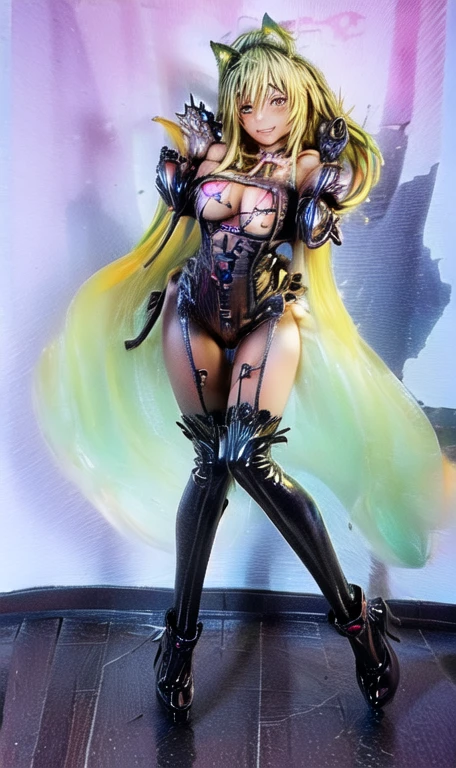 anime figure, figma,(detailed eyes))
1girl,((cat ears)),cat tail, ((long straight green hair:1.3)),big expressive neon green eyes,,expressive eyes,(((smile,blush wink))),(((full body:1.4))), ((mechanical full body suite, mecha)), feather robot wings,black kitten, cute, dynamic flirty pose, missiles on arms and shoulders, partial metal mask,standing on one leg looking at viewer ,shoulder trun to the viewer,black kitten sitting next to her, cute,flirty pose,AD ,decales,web AD
solo:1.5