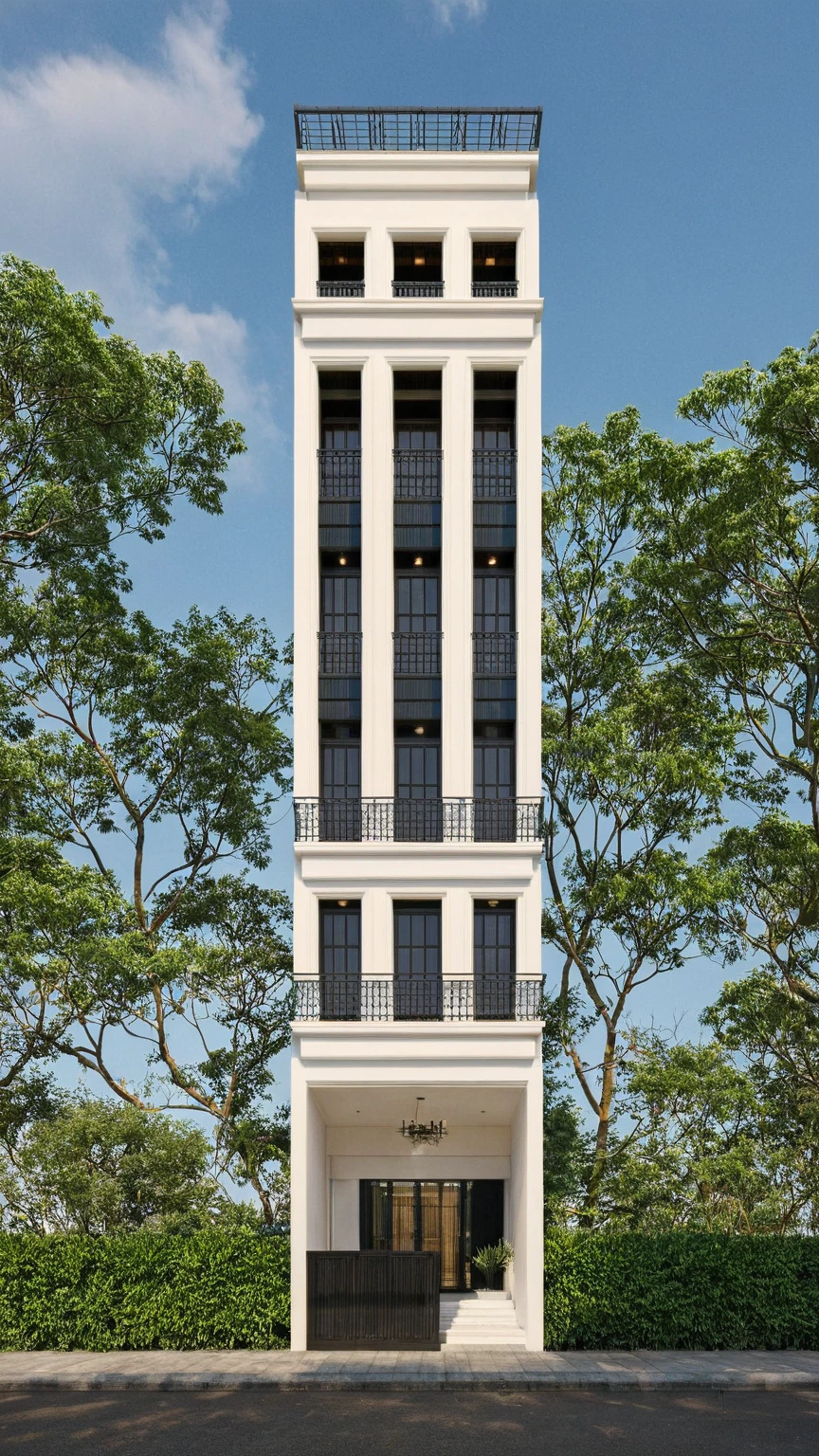 Raw photo,Masterpiece, high quality, best quality, authentic, super detail,
exterior, outdoors, house style indochine on the street ,aiaigroup
road,pavement, grass, trees, sky, cloud, (day:1.1)
