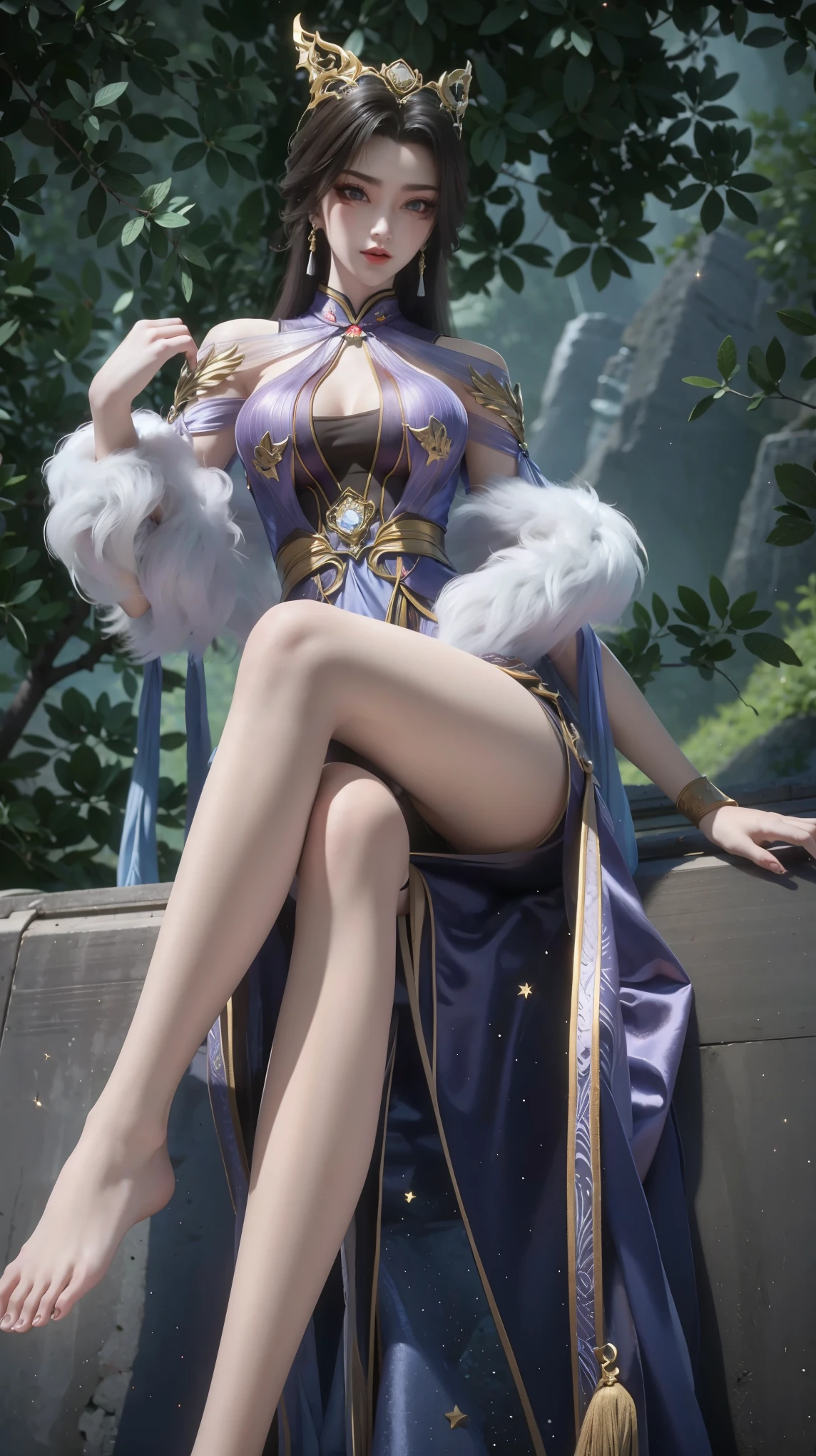 realistic, 1 women, best quality, 12k, HD, long hair, big round breasts, cleavage, ponytail, necklace, jewelry, shorts, short jacket, slim hips, hair tie, yellow eyes, black hair, super detailed, Eye details, hair details, person details, mouth details, face details, breast details, clothes details, hair details, pants details, hand details, whole body