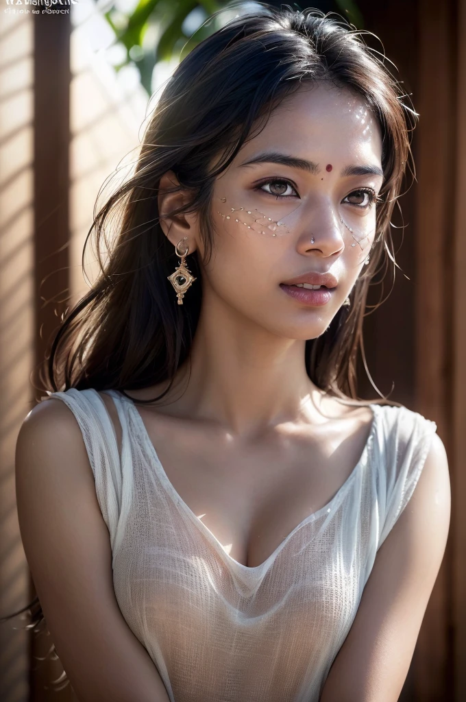 dressed, (photo realistic:1.4), (hyper realistic:1.4), (realistic:1.3),
(smoother lighting:1.05), (increase cinematic lighting quality:0.9), 32K,
Indian grils1girl,20yo girl, realistic lighting,nidian haus backlighting, with indian lahaga bindi and jewelry face, ray trace, (brightening light:1.2), (Increase quality:1.4),
(best quality real texture skin:1.4), finely detailed eyes, finely detailed face,
(tired and sleepy and joy), (laugh:0), face closeup, t-shirts,
(Increase body line mood:1.1), (Increase skin texture beauty:1.1)