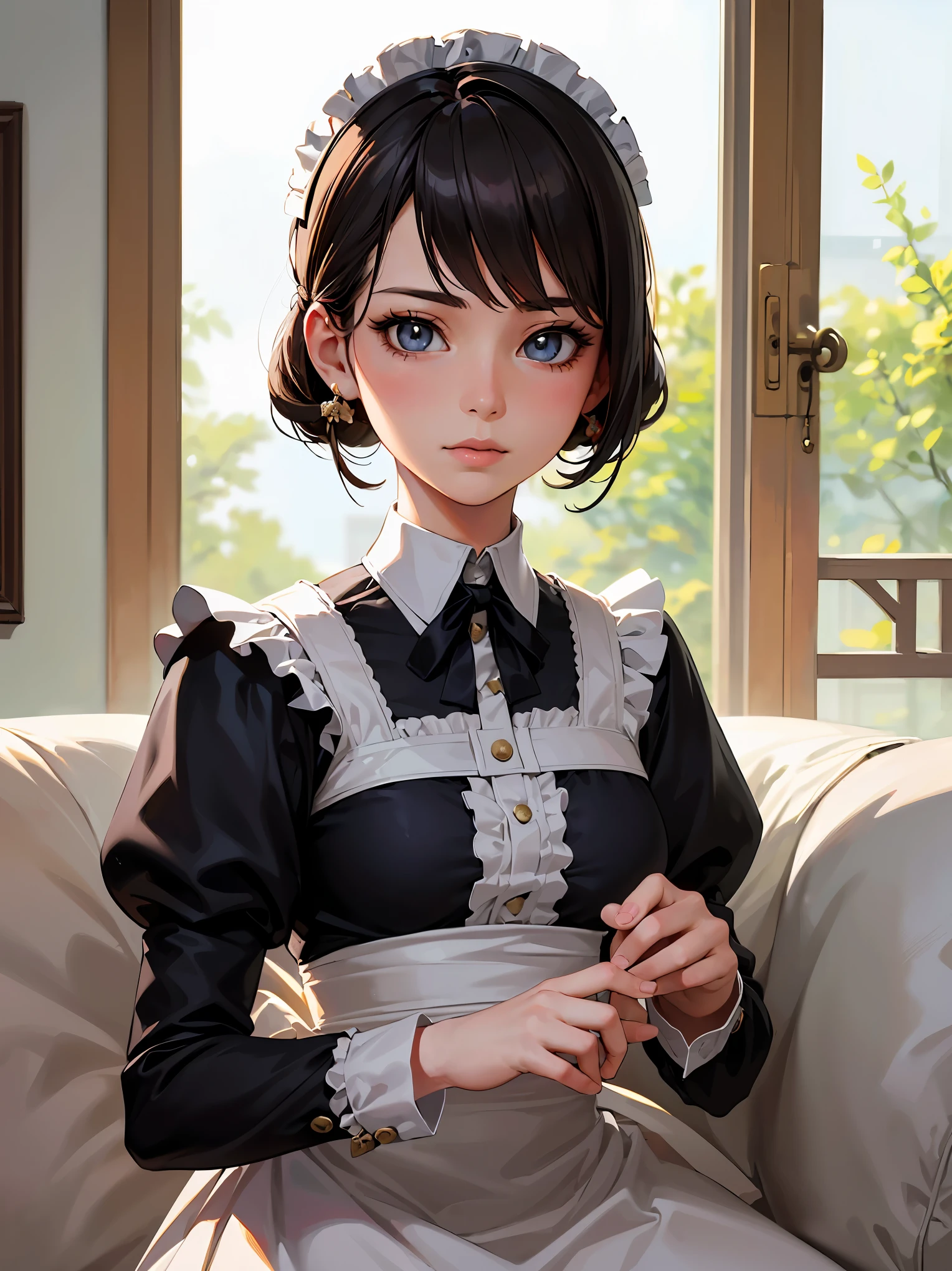 Cat with white ribbon