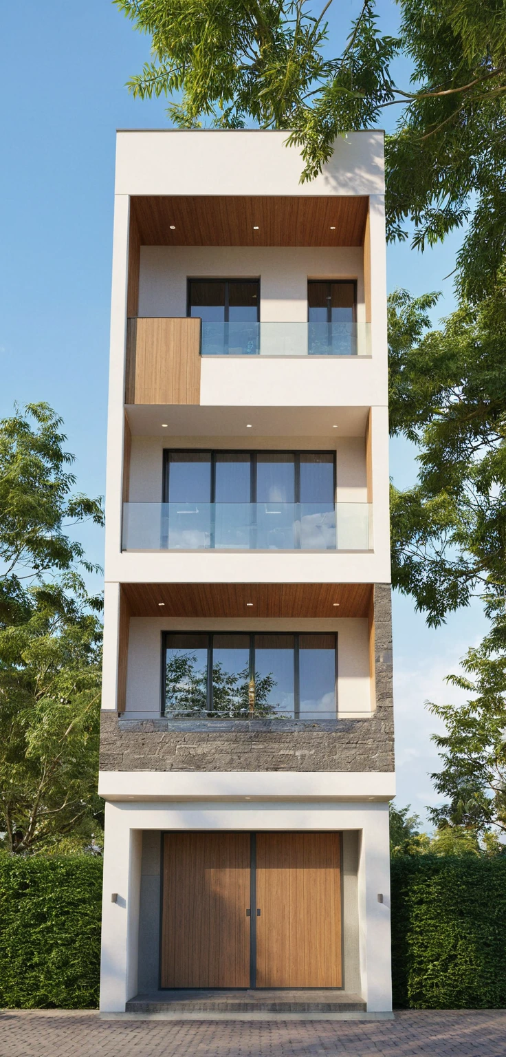 Raw photo,Masterpiece, high quality, best quality, authentic, super detail,
exterior, outdoors, house style modern on the street, glass windows, gate, wooden ceiling,
road,pavement, trees, sky, cloud, (daylight:1.1)