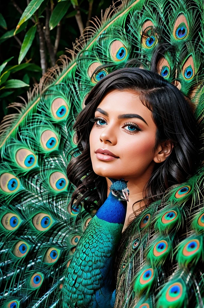 A peacock with fingerprint outline