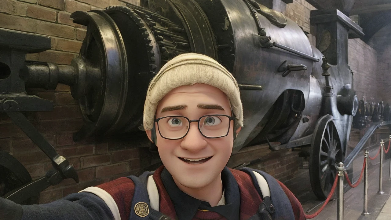Change me into harry potter, using the current background as platform 9¾