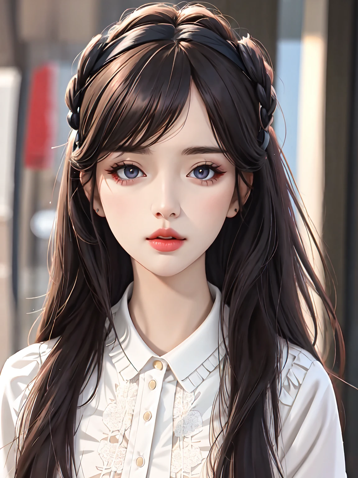 beautiful woman, symmetrical face, big eyes, full lips, long hair, (clothing and accessories of your choice), (background of your choice), high quality, detailed, artistic, photorealistic, octane render, 8k