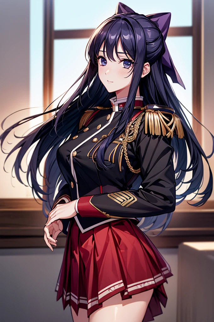 Highest quality、unity 8k wallpaper、32k、masterpiece、Very detailed、Ultra-high resolution、Very detailedな顔、RAW Photos、Professional、Ultra-fine painting、Fine metal texture、High quality fabric、Ryuzoji Akane、Hands on hips、uniform, Pleated skirt、