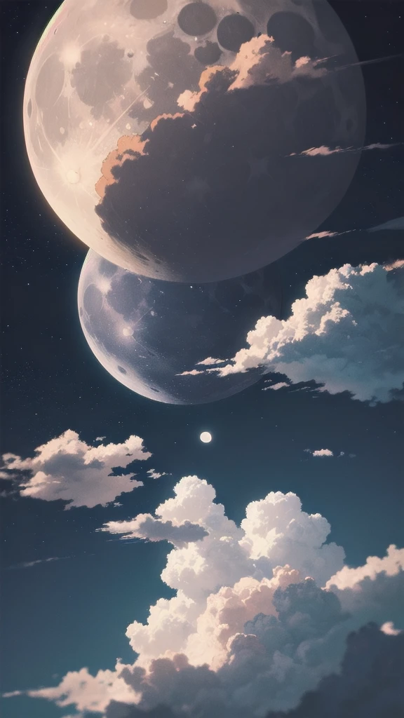 The moon is covered by a thin cloud, And the moonlight shines through the hake clouds'Rainbow Ring.. The world is filled with a sacred atmosphere.(Ink drawing on Japanese paper, Bleeding easily)(Contemporary art like a picture book) (Transparent watercolor) (Realistic expression of light itself) (Soft Layer, Rich colors) (Watered-down paint colors) (deep, Delicate colors)