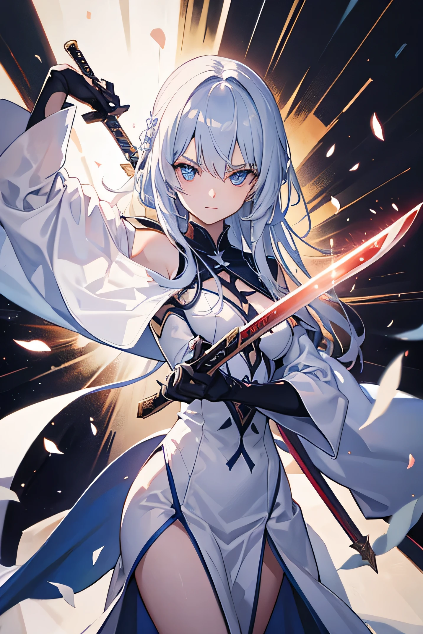 The sword sect&#39;s fairy priestess has a stunning beauty with a white robe and a black sword 