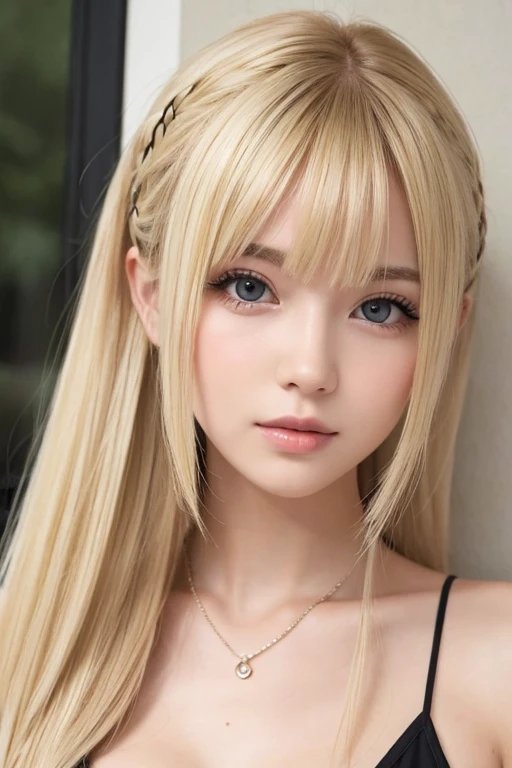 Blonde girl with half-up hairstyle