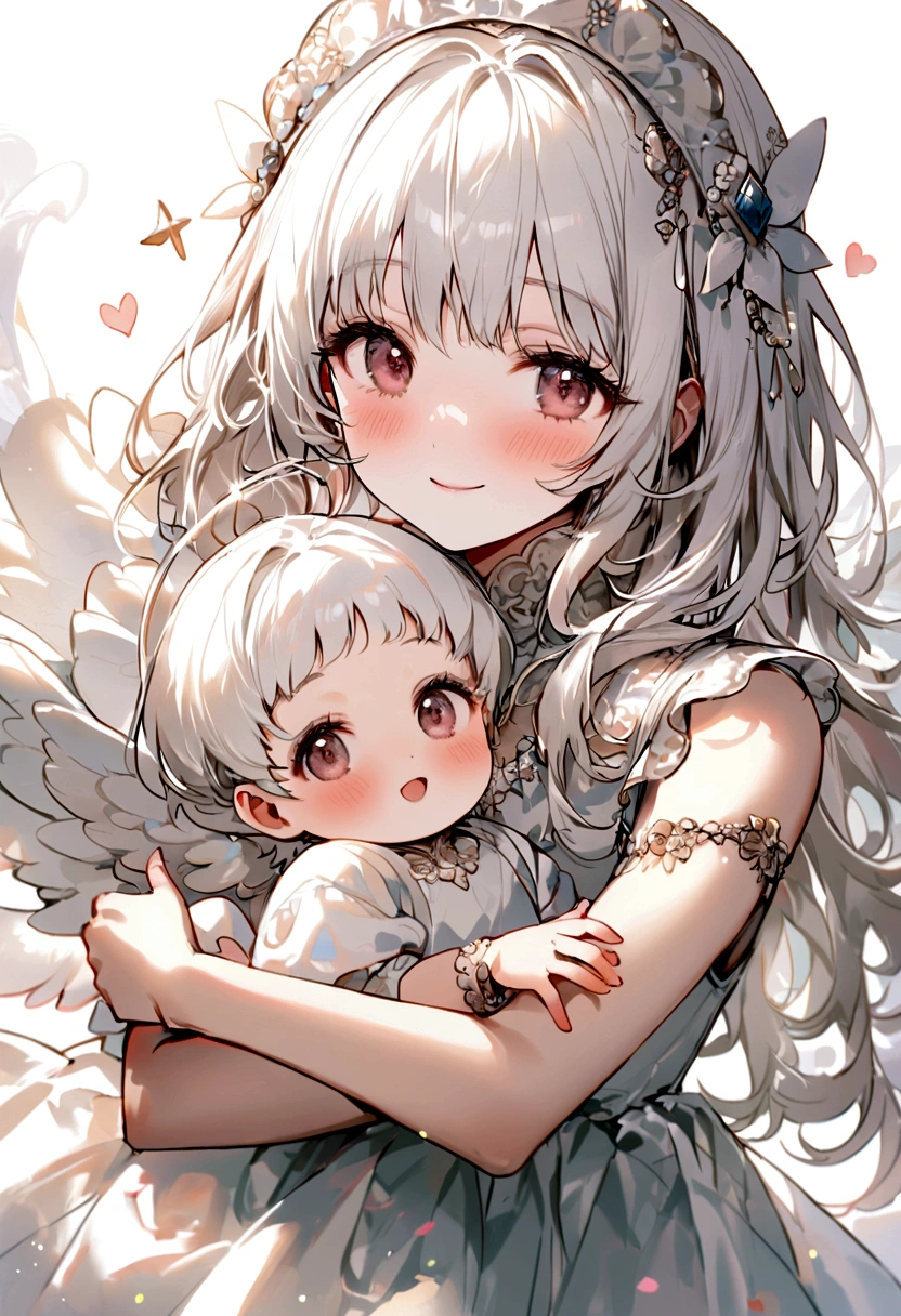 Cupid of Love、Angel Blessing、Light background、Embrace the Heart、Kindness、Laughter、kind、Baby Angel、Looking into the camera