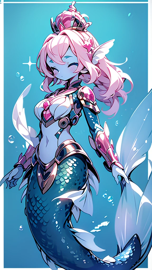 Mermaid，Mermaid，Mermaid女孩，Mermaid尾巴，Bodysuit style，Scale style，Underwater background，Underwater background，Seabed background，Coral shells background，Background in sea water，pink与紫色的鳞片，pink色调，fin，身上长着fin，Girl with fish tail，pink与紫色，Powder blue scales，cute，cute，cute，crown，Armor，Armor，pink，pink鳞片，Close-up above the waist镜头，Close-up above the waist，Upper body close-up，Giant fish tail