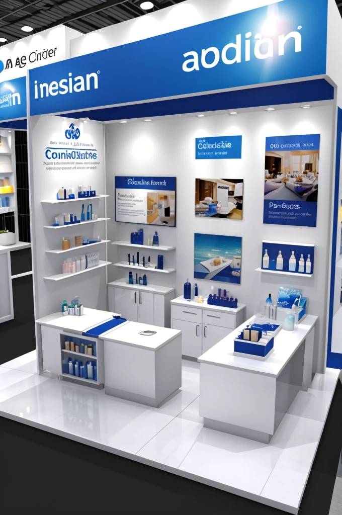 Create a booth for a skincare products trade show