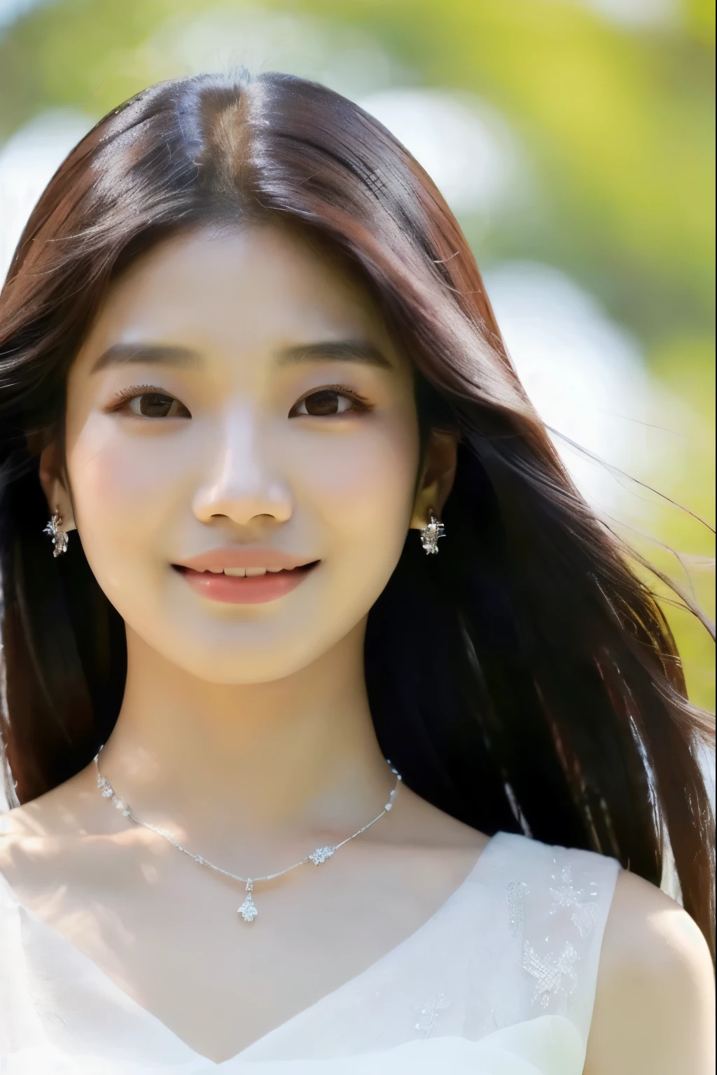 a close up of a woman in a white dress with a necklace, bae suzy, jaeyeon nam, blackpink jennie, lalisa manobal, jossi of blackpink, dilraba dilmurat, jinyoung shin, gongbi, lee ji-eun, lee ji - eun, hwang se - on, park ji-min, roseanne park of blackpink