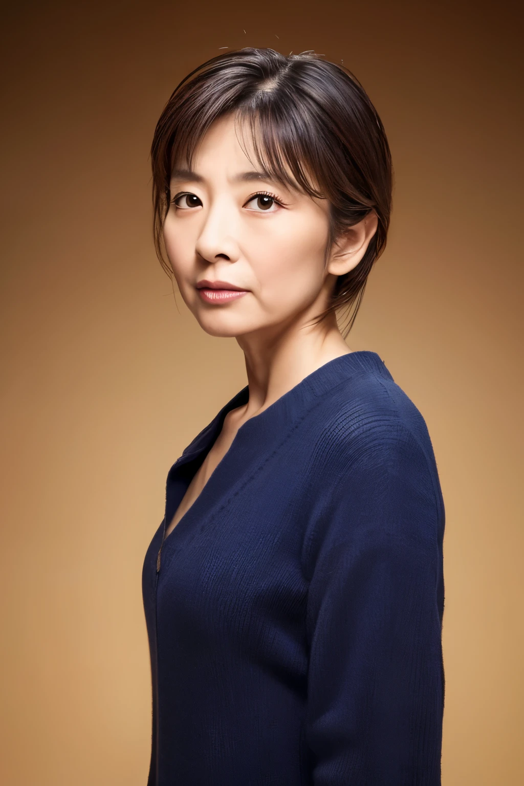 Masterpiece, high quality, high resolution, 8K, HD, creative photo, ((Correct human body structure)), (detailed face, detailed eyes), A Japanese woman, 50 years old, various background color
