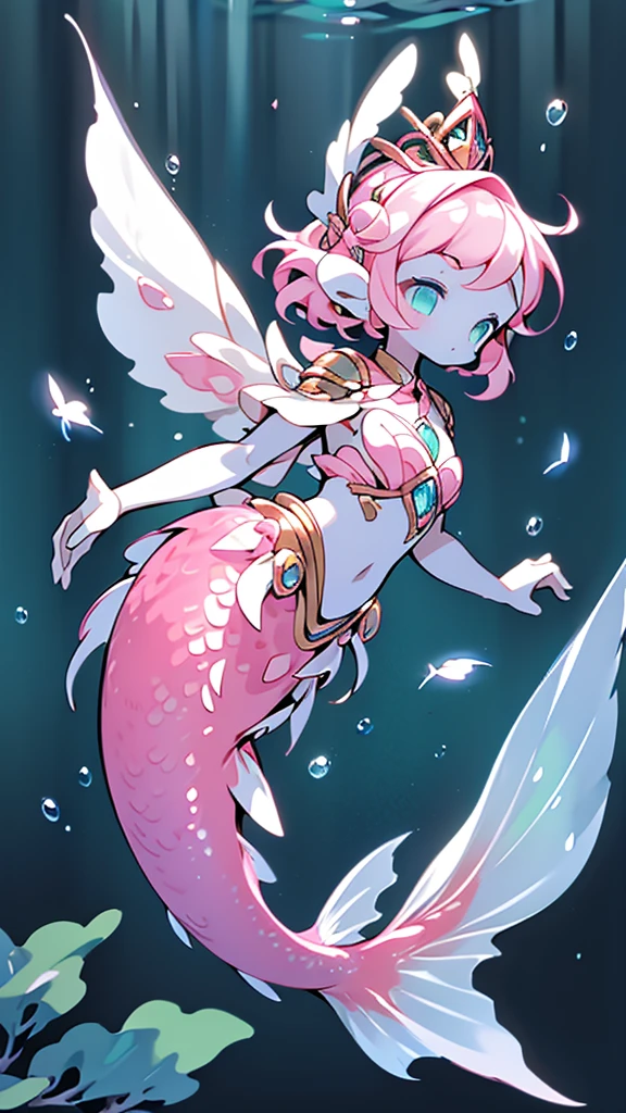 Mermaid,Mermaid,Mermaid女孩,Mermaid尾巴,Bodysuit style,Scale style,Underwater background,Underwater background,Seabed background,Coral shells background,Background in sea water,pink的鳞片,pink色调,fin,身上长着fin,Girl with fish tail,pink,pink鳞片,cute,cute,cute,crown,Armor,Armor,pink,pink鳞片,Close-up above the waist镜头,cute,beauty,Close-up above the waist镜头,Close-up above the waist,Upper body close-up,Giant fish tail