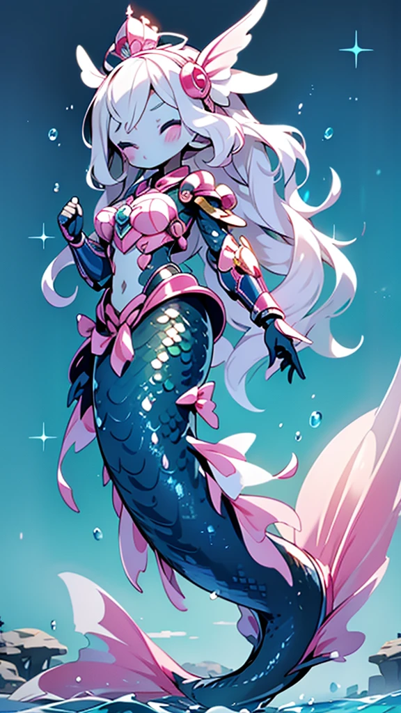 Mermaid，Mermaid，Mermaid女孩，Mermaid尾巴，Bodysuit style，Scale style，Underwater background，Underwater background，Seabed background，Coral shells background，Background in sea water，pink的鳞片，pink色调，fin，身上长着fin，Girl with fish tail，pink，pink鳞片，cute，cute，cute，crown，Armor，Armor，pink，pink鳞片，Close-up above the waist镜头，cute，beauty，Close-up above the waist镜头，Close-up above the waist，Upper body close-up，Giant fish tail