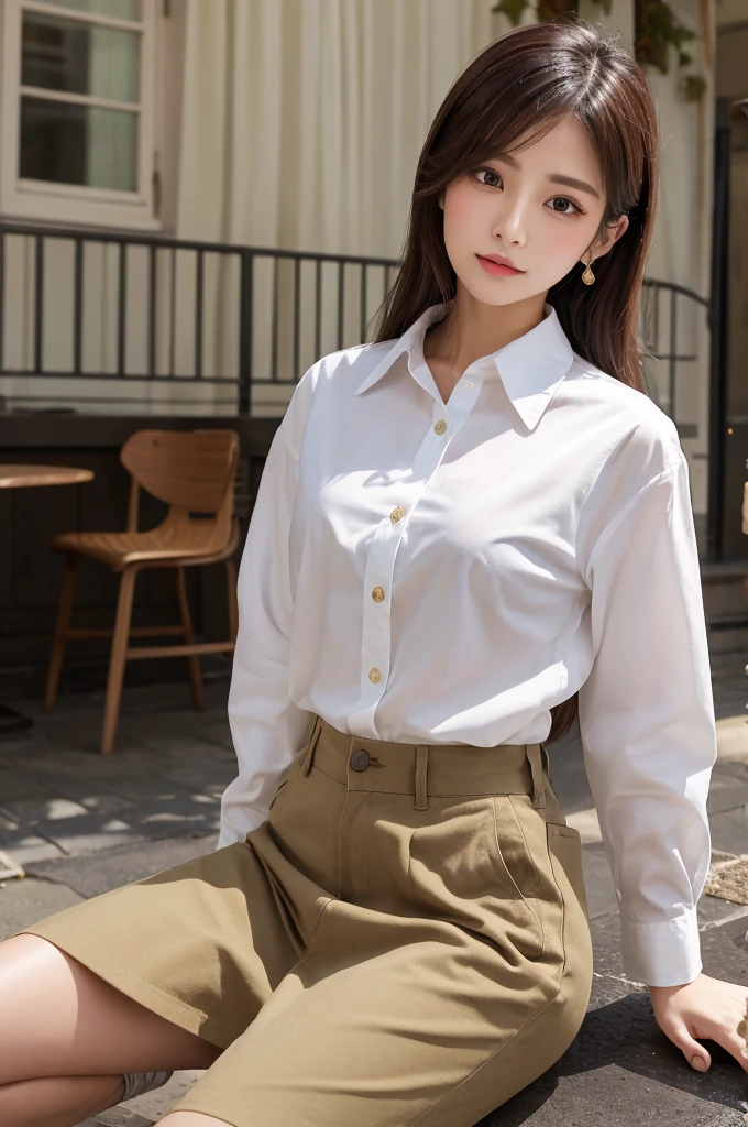 ((Highest quality))、Beauty、All buttoned up shirt、