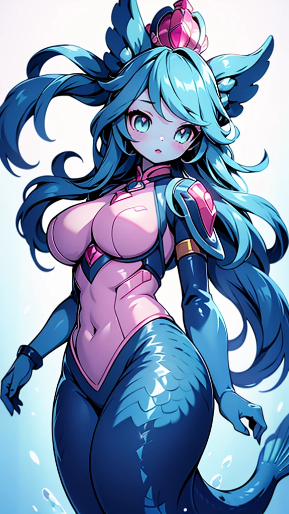 Mermaid，Mermaid，Mermaid女孩，Mermaid尾巴，Bodysuit style，Scale style，Underwater background，Underwater background，Seabed background，Coral shells background，Background in sea water，pink的鳞片，pink色调，fin，身上长着fin，Girl with fish tail，pink，pink鳞片，cute，cute，cute，crown，Armor，Armor，pink，pink鳞片，Close-up above the waist镜头，cute，beauty，Close-up above the waist镜头，Close-up above the waist，Upper body close-up，Giant fish tail，Big breasts，Big breasts