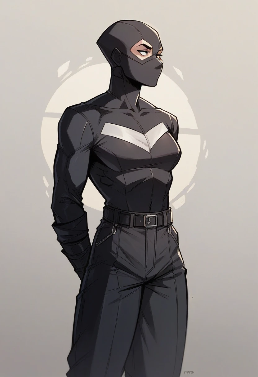 Superhero in a black matte suit, Kevlar inserts, a mask without faces, sewn behind my back.