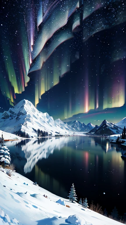 Premium Texture, color, Starry Sky, Rich texture, landscape, Dazzling Star、Snow Mountain、Aurora