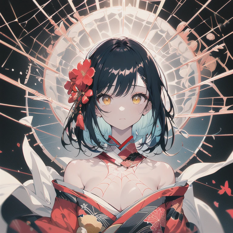 absurdres, RAW photo, extremely delicate and beautiful, masterpiece, Best Quality, ultra high resolution, 32k, hyperrealistic, ultra-detailed, in her 20s, delicate facial features, tearful mole, earring, medium breasts, full body shot, shorter middle hair, black hair, ofuda, jiangshi,