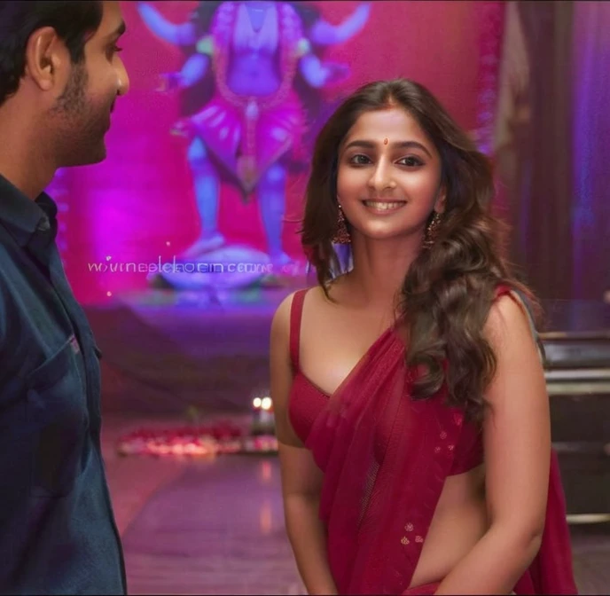 A beautiful indian girl,expose cleavage, smiling,looking sexy,backlift are sexy,large hips,sexy armpit,looking cute,green saree,brwon hair ,big hands