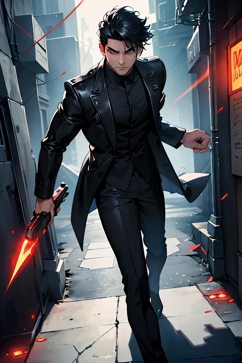 1. Varun Singh/The Chameleon:Appearance (Varun Singh): Varun has a well-groomed look, with short black hair and piercing blue eyes. He wears a tailored detective coat over a formal shirt and trousers, always carrying a notebook and a gun.Appearance (The Chameleon): The Chameleon, in contrast, has a more rugged appearance. His hair is slightly disheveled, and his eyes glow with a sinister red hue when in his mafia persona. He wears a black leather jacket and dark pants, exuding a menacing aura.Personality: Varun is analytical, compassionate, and committed to justice. The Chameleon is cunning, ruthless, and highly strategic.Abilities: His dual nature allows him to harness demonic powers like shadow manipulation and divine abilities like light manipulation. He can create powerful constructs from shadows and light, and he heals rapidly from injuries.