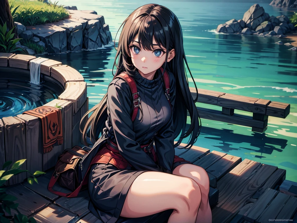 girl, sitting , loetard