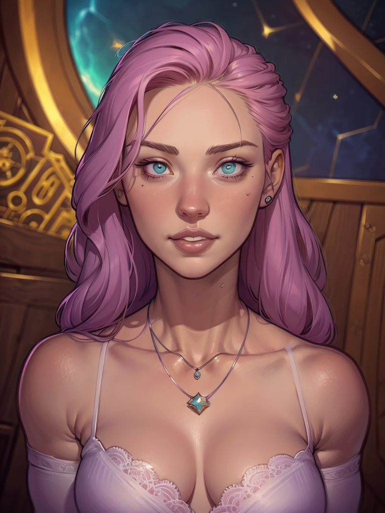a close-up of a woman with a necklace around her neck, attractive female face!!!, very beautiful face, very attractive and beautiful, Natalie Dormer, Sydney Sweeney, come corinne, amber ear, holywood actress, Dakota Fanning, with very thin lips, taken at the beginning of 2020, face perfect ), most beautiful woman in the worlddetailed cute, Fan art horror Character design portrait, lindo cabelo preto cacheado Illustratesção digital retrato de high qualiy, comic book art, Character design portrait, Naked busty woman with medium breasts cartoon style female character Geena Davis mercenary warrior Female character Queen Anna of Arendelle with battle scars Cartoon image of a woman .Illustrates??cartoon style, Cartoon art style, Cartoon art style, estilo de Illustratesção digital, highly detailed character design, courage detailed digital art, Forest Fan Art, Portrait Character Design, linda Illustratesção digital, retrato de high qualiy, comic book art, young man with beautiful hair . Queen Anna of ArendelleBeautiful lined eyes Medium large bust and wonderful sexy clothes. sunrise bright wish image expression,Star, heart, Spectral rainbow, fund, mint white lavender chic hair, soft, Mixed languages_SMS, (fund bonito e claro:1.2),, fantasy painting , Lace eye with high detail, long braids, braid, universe, Galaxy, long hair, cool hairstyle, the flow, SOM, SOM, super fine hair, best quality, high qualiy, they are posing for a photo in the desert with a horse, Brendan Fraser, Marco Schultz, 90s romantic movie, still promotional, The Mummy, panoramic photo, braggart and romantic, 1995 movie, digitally remastered, film still promotional, Milla Jovovich, Season 3 ( 1 9 9 7 ), Titanic, Atores,
