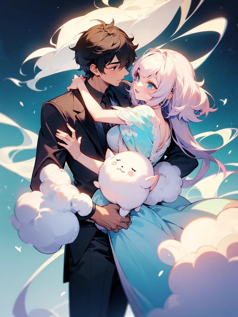 Man and woman, boy, girl, handsome, beautiful, good friends, cute, cool, lovey-dovey, dreamy, fluffy, two people