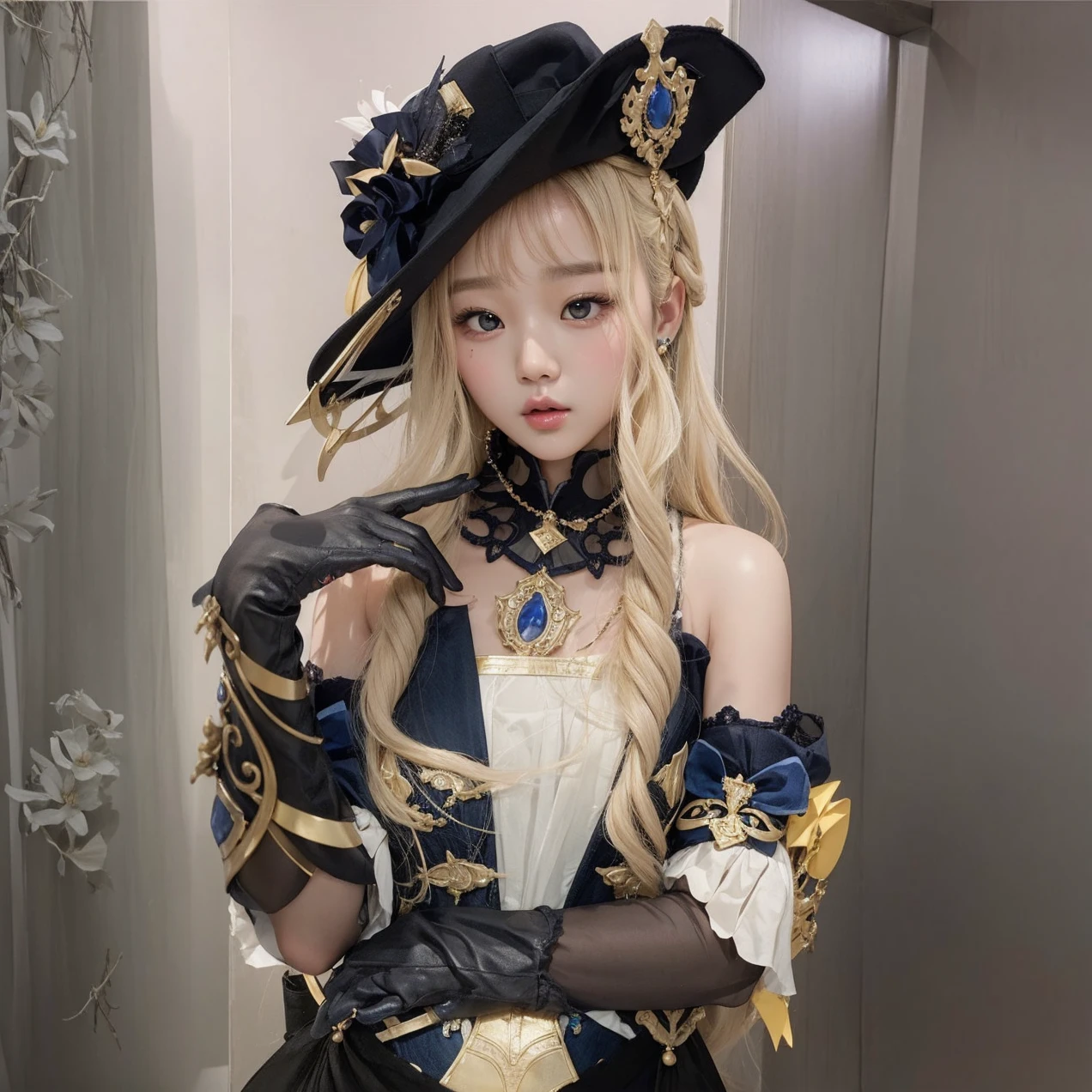 Wonyoung from IVE face, foto realista, ultra HD, 8k, big juicy lips