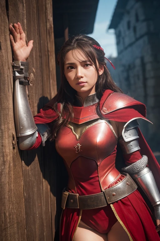 Dragon Quest 3、Woman warrior、Wearing tattered red armor、Glamour、Armor is destroyed、Wounded、Crippling、HP remaining: 1、Shield is destroyed、Fighting an invisible enemy、I can&#39;t protect my friends、Coming under attack、tentacles attack、I&#39;m numb and can&#39;t move