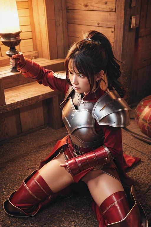 Dragon Quest 3、Woman warrior、Wearing tattered red armor、Glamour、Armor is destroyed、Wounded、Crippling、HP remaining: 1、Shield is destroyed、Fighting an invisible enemy、I can't protect my friends、Coming under attack、tentacles attack、I'm numb and can't move