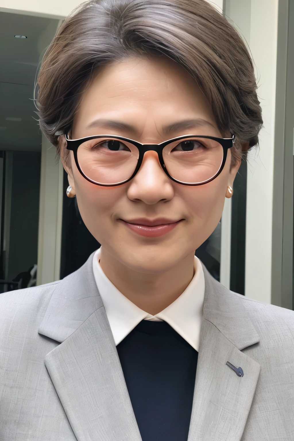 Rimless Glasses、The flash light hits from the front