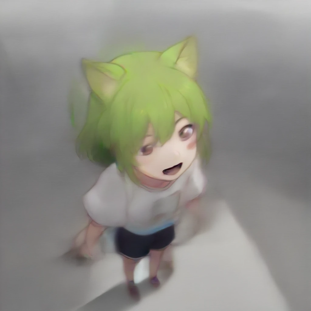 One girl,Zundamo,Voice Box ,Green Hair, Brush Sticker, Animal ears,White shirt, Short sleeve, Long Hair, suspender Shorts,Shorts, Puffy sleeves, Low Ponytail, Hair Ears,
From above, Wide Shot, avert your eyes, Captivating smile, City of Edinburgh, Open your mouth,
masterpiece, Highest quality,