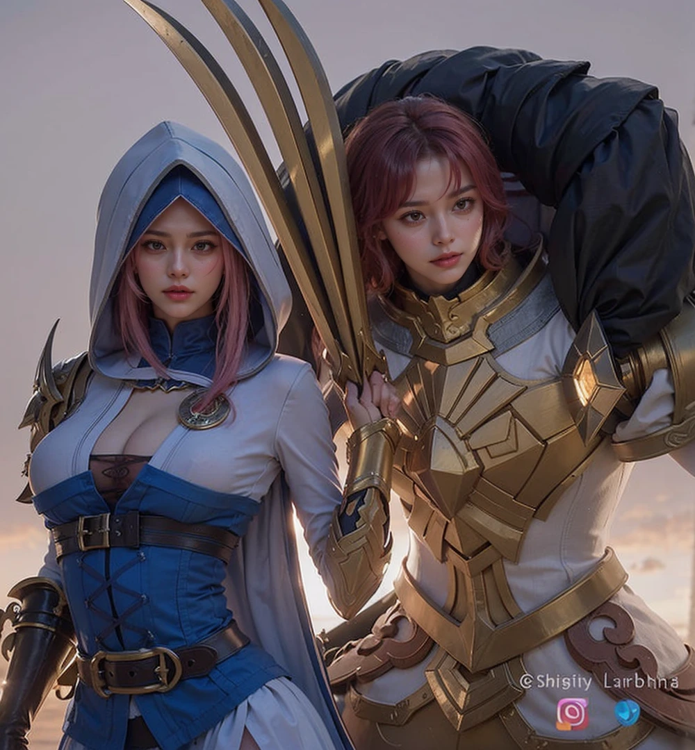 a close up of a 4 girls  ,pink hair , big booobs ,  shadowbringers cinematic, 4 k detail fantasy, a beautiful fantasy empress, game cg, xianxia fantasy, xianxia hero, 2. 5 d cgi anime fantasy artwork, cinematic goddess close shot, ruan jia and artgerm, wow 4 k detail fantasy, hyperdetailed fantasy character