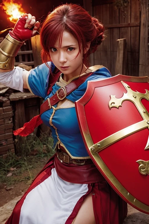 Dragon Quest 3、Woman warrior、Wearing tattered red armor、Glamour、Armor is destroyed、Wounded、Crippling、HP remaining: 1、Shield is destroyed、Fighting an invisible enemy、I can't protect my friends、Coming under attack、触手Coming under attack、Being slashed by a sword、I can't stand it、魔法Coming under attack