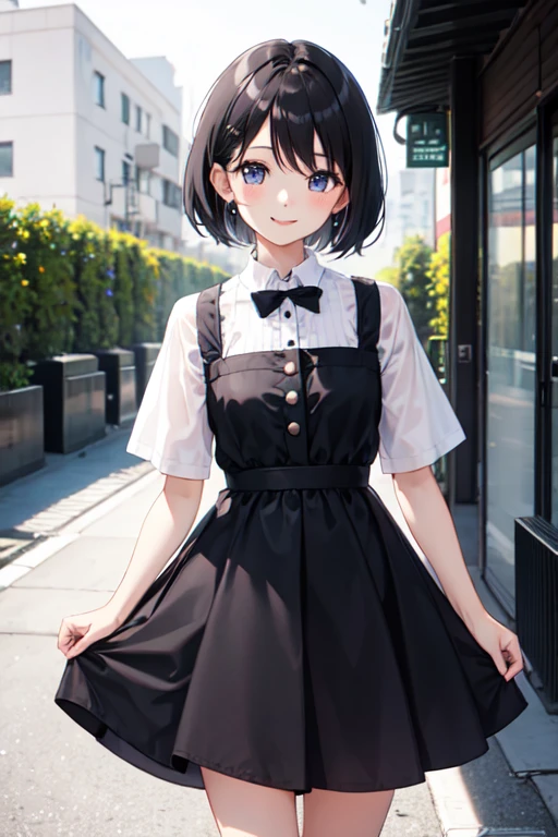 Black Hair、short hair、Girl、dress、smile、、