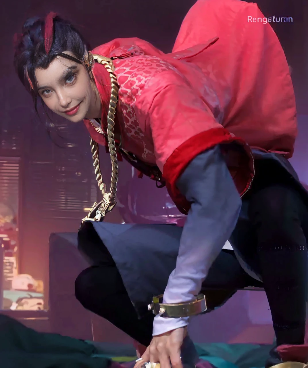 8K,best qualtiy,tmasterpiece,Ultra-high resolution,(Reality:1.4),RAW photogr,(True skin texture:1.3),(filmgrain:1.3),(Selfie angle,pinkdress,Tall floor-to-ceiling windows),1个Giant Breast Boy,Beautiful eyes and delicate facial details,tmasterpiece,Best quality at best,closeup cleavage,The upper part of the body,looking at viewert,(ssmile:1.5),(Grab your hair,Tie it into a ponytail:1.3),Delicate and delicate hands