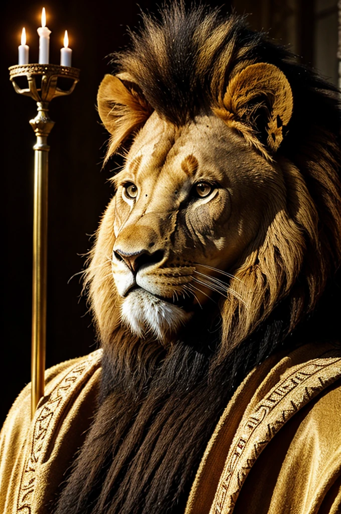 A lion dressed as a king