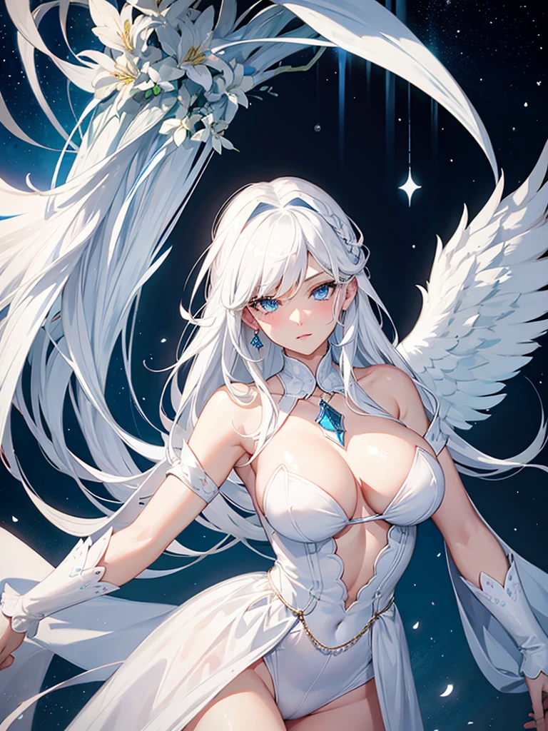 white hair blue eyes angel milf