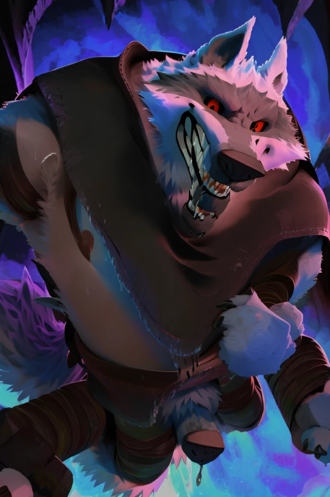 Deathwolf, maleの子, alone, Colored sclera, Red eyes, Black Cape, White fur, whole body, Humanity, (Scared:1.2), (Shocked:1.3), (Through clenched teeth、Drooling:1.3), (Close one eye:1.5), From above, Kneel, (Put your hands behind your back:1.3), (look up:1.5), (Tightly bound hands:1.5), male, Muscular, Muscular Humanity, (Sweat:1.4), Muscular male, old age, Nothing there, (Bottoms Wear:1.2), 8k hd, Attention to detail, Detailed Background, Dark Cave, Pino Daeni, (Ruadri), From virtyalfobo,Rub your penis, Massive and shoving it in the anus