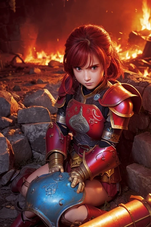 Dragon Quest 3、Woman warrior、Wearing tattered red armor、Glamour、Armor is destroyed、Wounded、Crippling、HP remaining: 1、Shield is destroyed、Fighting an invisible enemy、I can't protect my friends、Coming under attack、触手Coming under attack、Being slashed by a sword、I can't stand it、魔法Coming under attack、Hands and feet tied、Large breasts