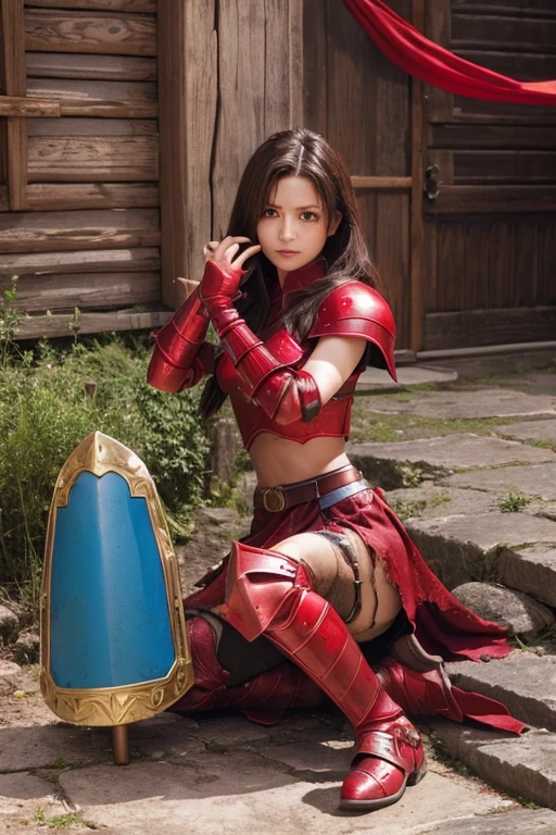 Dragon Quest 3、Woman warrior、Wearing tattered red armor、Glamour、Armor is destroyed、Wounded、Crippling、HP remaining: 1、Shield is destroyed、Fighting an invisible enemy、I can't protect my friends、Coming under attack、触手Coming under attack、Being slashed by a sword、I can't stand it、魔法Coming under attack、Hands and feet tied、Large breasts