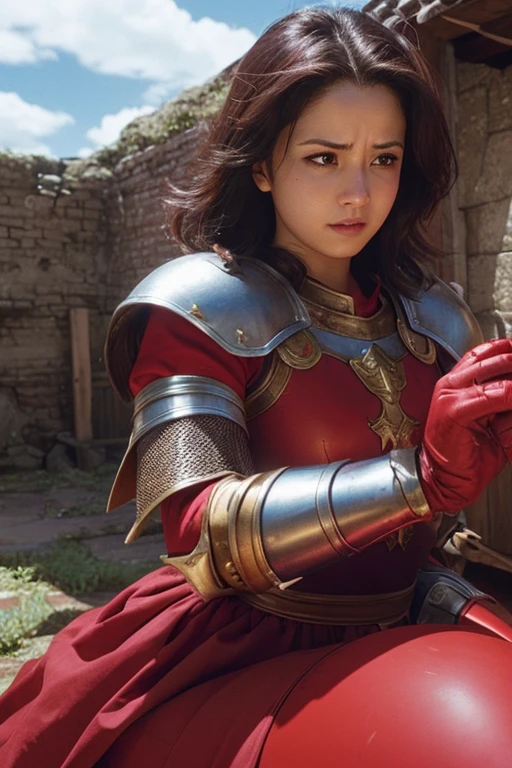 Dragon Quest 3、Woman warrior、Wearing tattered red armor、Glamour、Armor is destroyed、Wounded、Crippling、HP remaining: 1、Shield is destroyed、Fighting an invisible enemy、I can't protect my friends、Coming under attack、触手Coming under attack、Being slashed by a sword、I can't stand it、魔法Coming under attack、Hands and feet tied、Large breasts