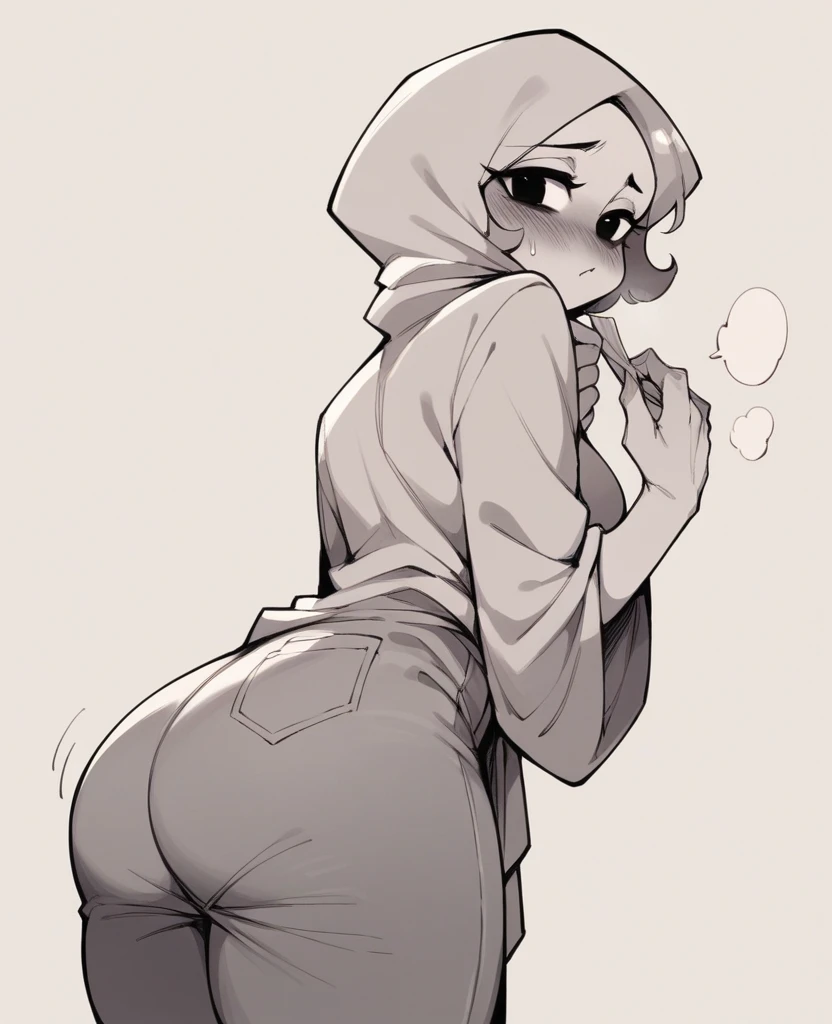 Minecraft enderwoman blushing and show butt right side view
