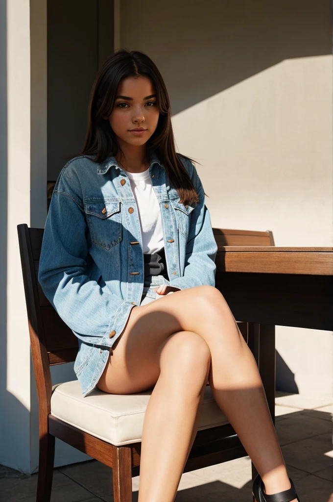 Girl sitting on a chair shadow