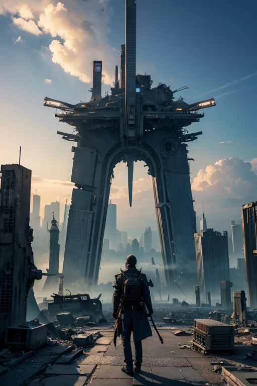 Highest quality、A ruined futuristic city、dim、Surrealism