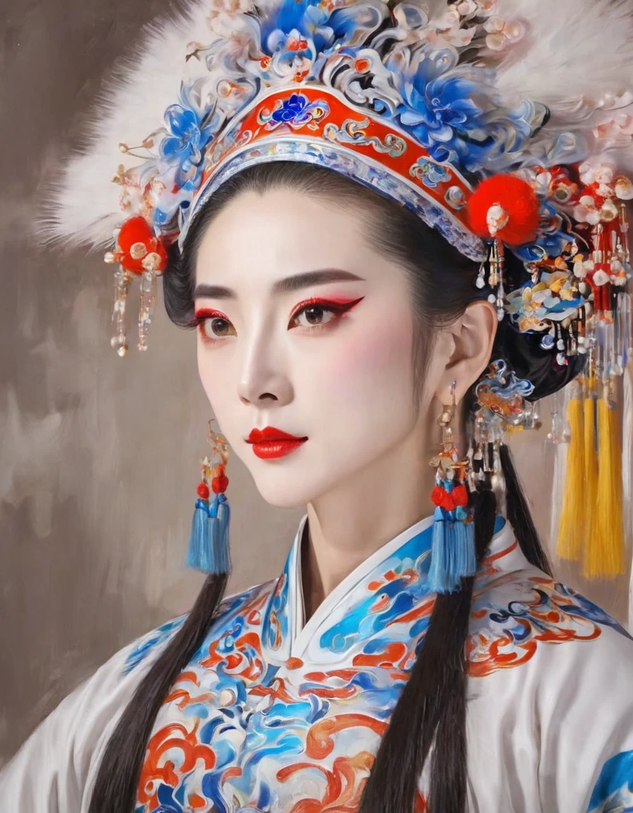 oil painting style、Peking Opera actor，Posing